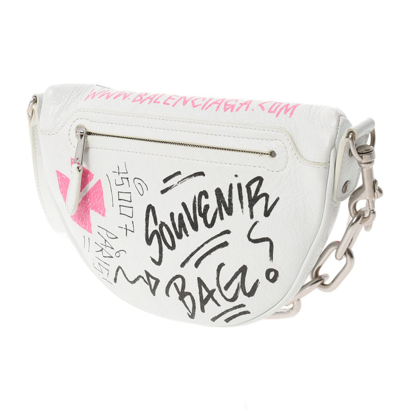 BALENCIAGA Balenciaga Graffiti Suspania Belt Bag White 565510 Unisex Calf Body Bag A Rank used Ginzo