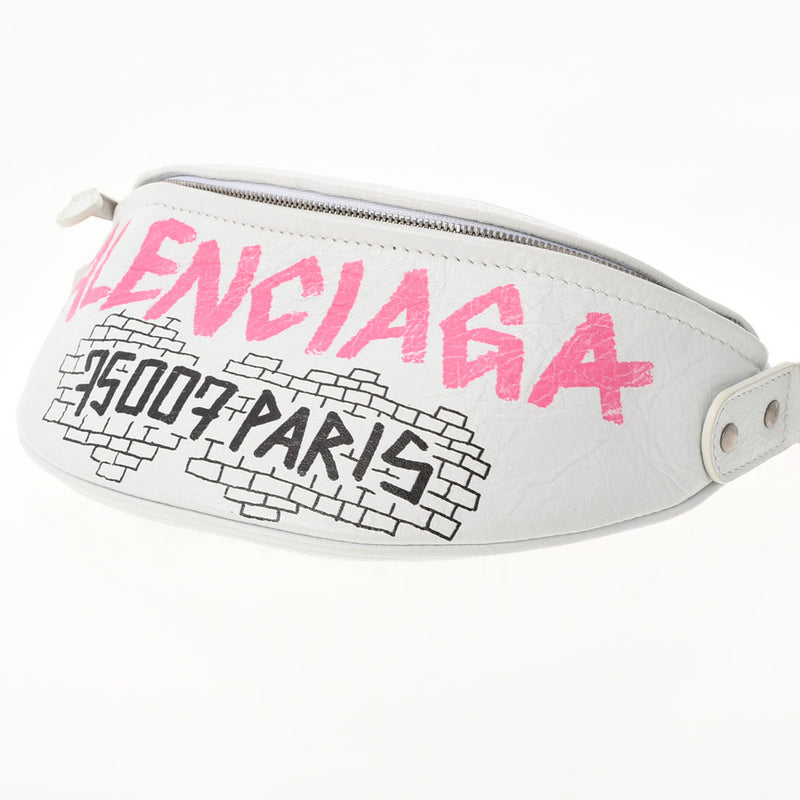 BALENCIAGA Balenciaga Graffiti Suspania Belt Bag White 565510 Unisex Calf Body Bag A Rank used Ginzo