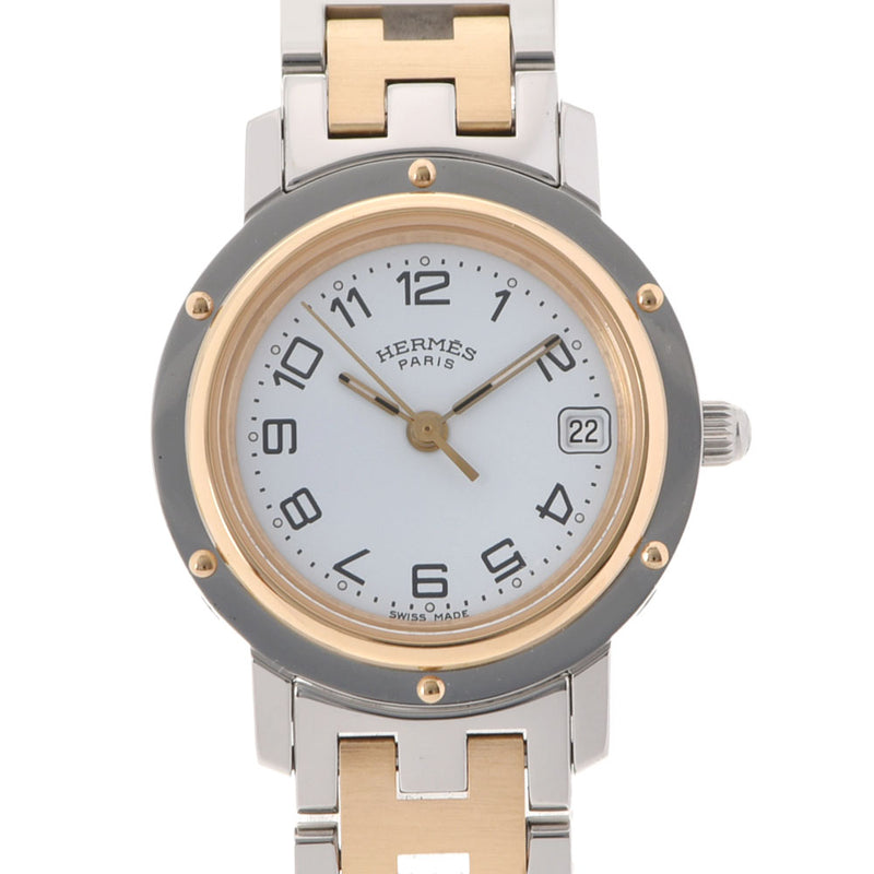 爱马仕爱马仕（Hermes Hermes）Clipper CL4.220女士SS/GP Watch Quartz White Dial A RANS使用Ginzo