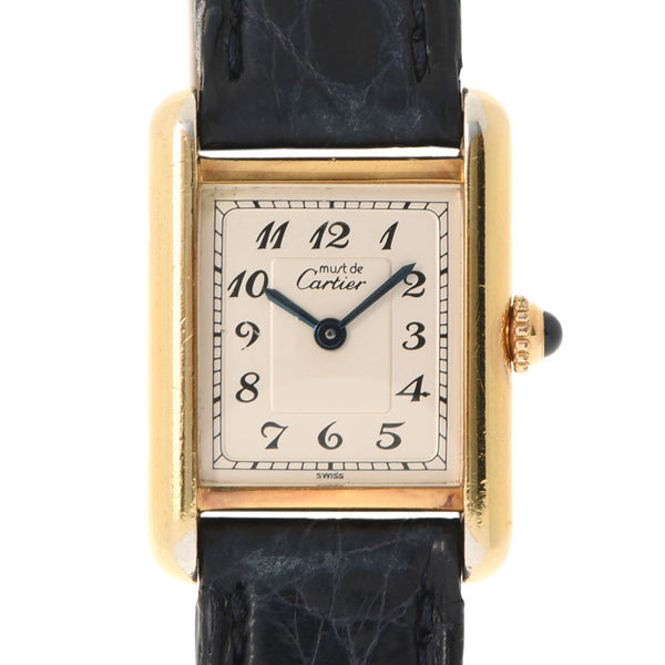 Cartier Cartier Mast Tank Vermey Yin Ladies SV/Leather Watch Quartz White Dial AB Rank Used Ginzo
