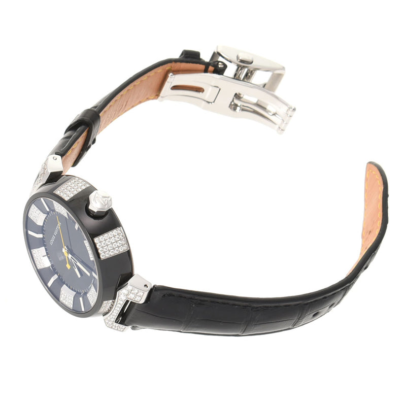ルイヴィトンタンブール インブラック ダイヤ メンズ 腕時計 Q111Q 