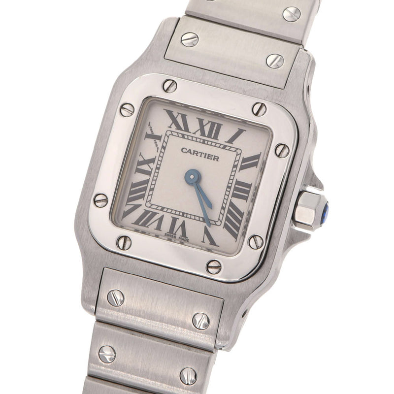 CARTIER カルティエ サントス ガルベ SM W20056D6 レディース SS 腕時計 クオーツ アイボリー文字盤 Aランク 中古 銀蔵