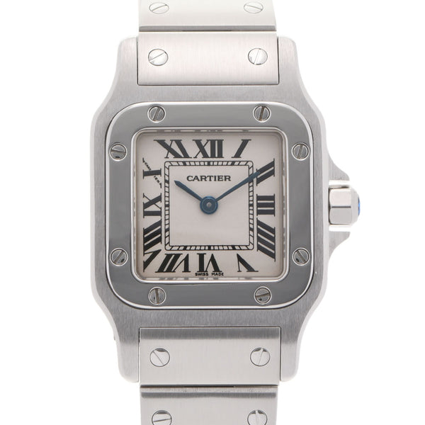 CARTIER カルティエ サントス ガルベ SM W20056D6 レディース SS 腕時計 クオーツ アイボリー文字盤 Aランク 中古 銀蔵