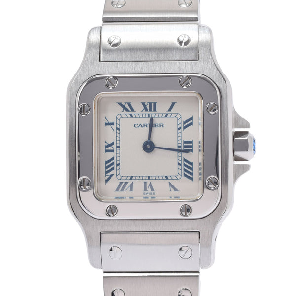 Cartier Cartier Santos Garbe SM Old Buckle Ladies SS Watch Quartz Ivory Dial A Rank used Ginzo