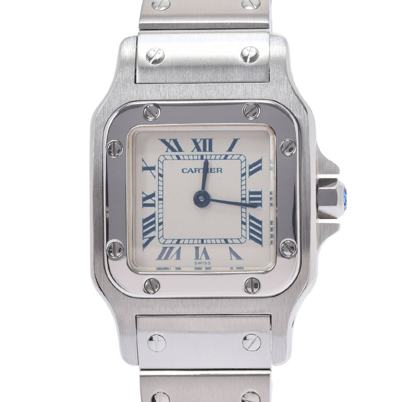 Cartier Cartier Cartier Santos Garbe SM老扣女士SS观看石英象牙拨号拨号