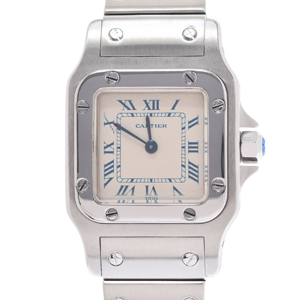 Cartier Cartier Santos Garbe SM Old Buckle 9057930 Ladies SS Watch Quartz Ivory Dial A Rank used Ginzo