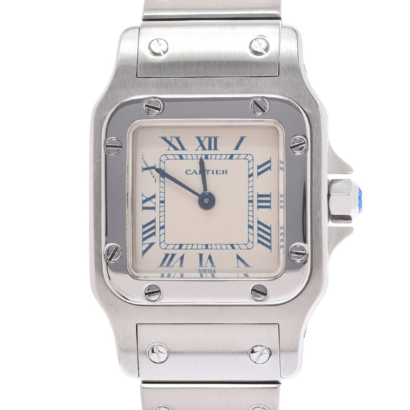 Cartier Cartier Cartier Santos Garbe SM Old Buckle 9057930女士SS观看Quartz象牙拨号台用ginzo