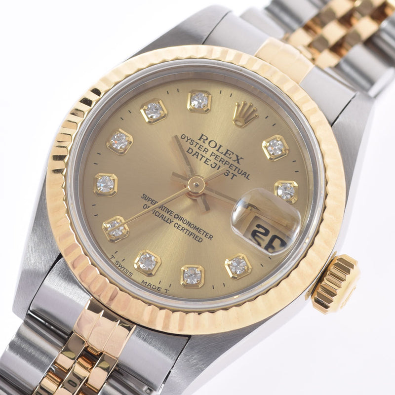 ROLEX ロレックス デイトジャスト 10Pダイヤ 69173G レディース YG/SS 腕時計 自動巻き シャンパン文字盤 Aランク 中古 銀蔵