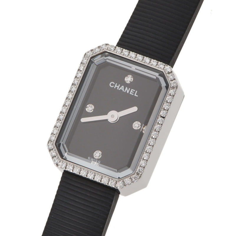 CHANEL Chanel Premiere Bezel Diamond/4P Diamond Ladies SS/Rubber Watch Quartz Black Dial A Rank Used Ginzo