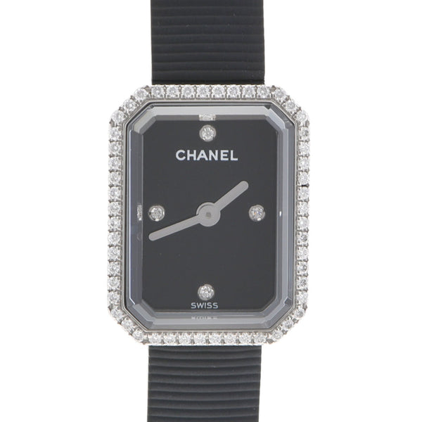 CHANEL Chanel Premiere Bezel Diamond/4P Diamond Ladies SS/Rubber Watch Quartz Black Dial A Rank Used Ginzo