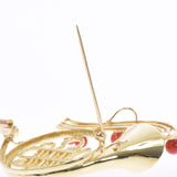 [夏季选择] Ginzo使用[其他]喇叭图案分数胸针/k18yg/红色珊瑚女士