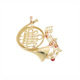 [Summer Selection] Ginzo Used [Other] Horn motif notes score brooch/K18YG/red coral ladies