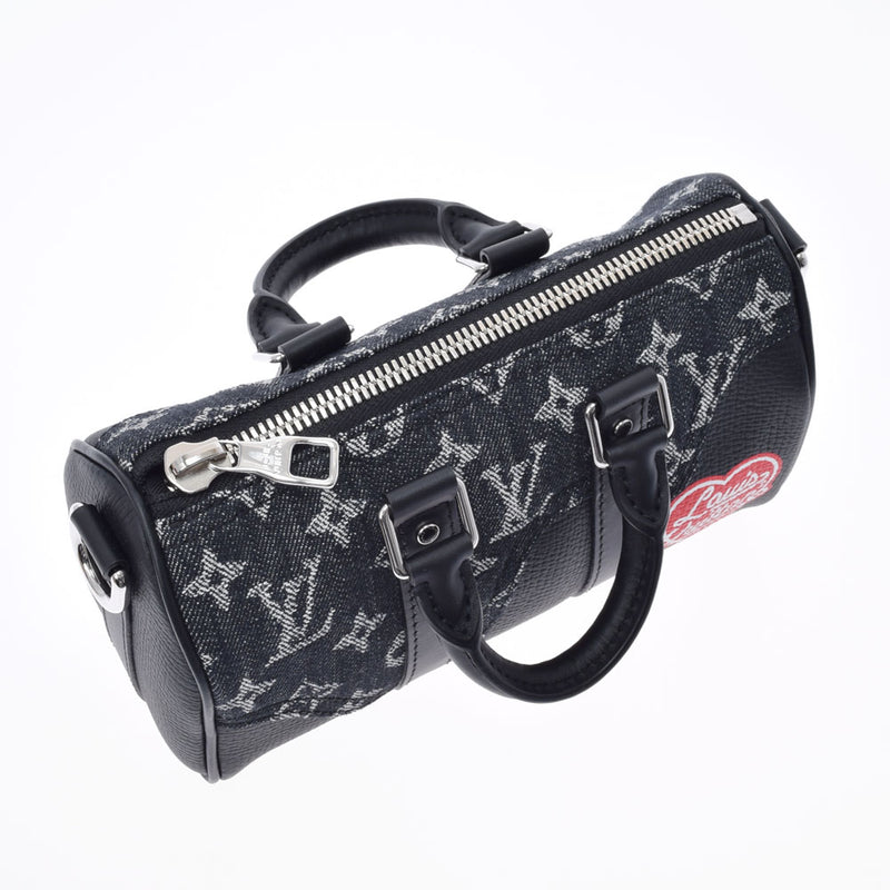 LOUIS VUITTON ルイヴィトン キーポルXS NIGO コラボ ノワール M81011 ユニセックス 13842 デニム×トリヨンレザー ボストンバッグ 未使用 銀蔵