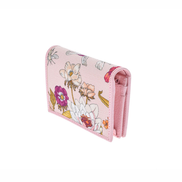 GUCCI Gucci Flora Compact Wallet Pink 577347 Ladies canvas calf Bi -fold wallet unused Ginzo