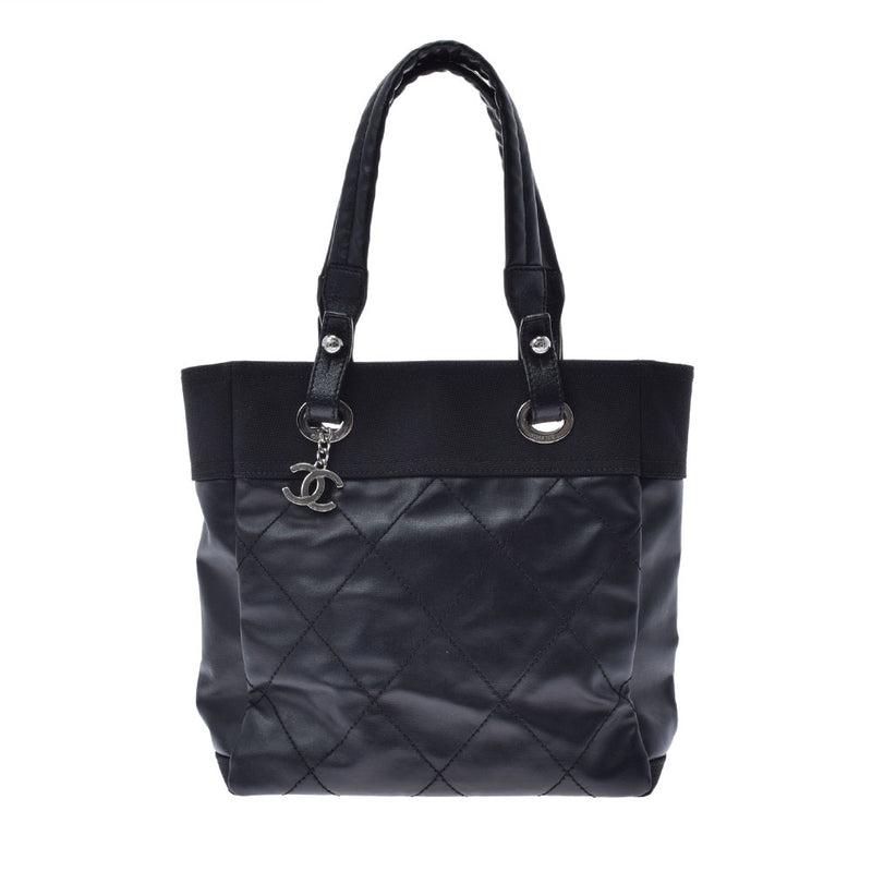 CHANEL Chanel Paris Beerlit Tote PM Black Ladies Canvas/Leather Tote Bag AB Rank used Ginzo