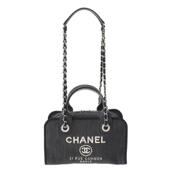 CHANEL Chanel Dorville Bowling Bag Navy Blue Ladies Denim 2WAY Bag A Rank used Ginzo