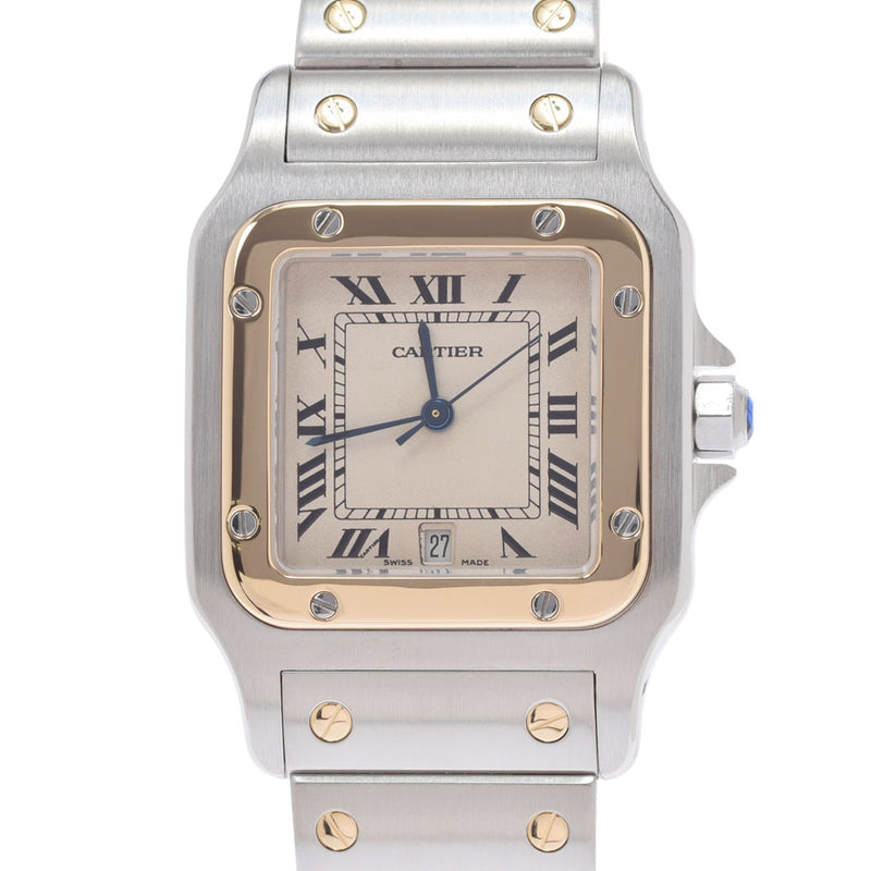 Cartier Cartier Cartier Santos Galbe LM W20011C4男孩SS/YG观看石英象牙拨号阵列二手Ginzo