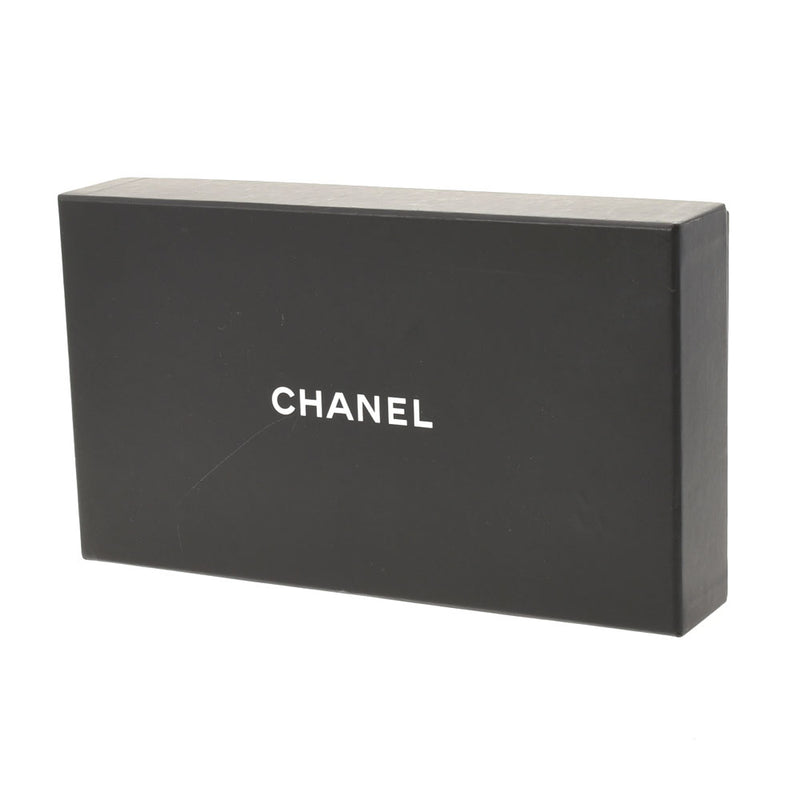 CHANEL シャネル カンボンライン 二つ折り 黒/黒 レディース ラムスキン/エナメル  長財布 ABランク 中古 銀蔵