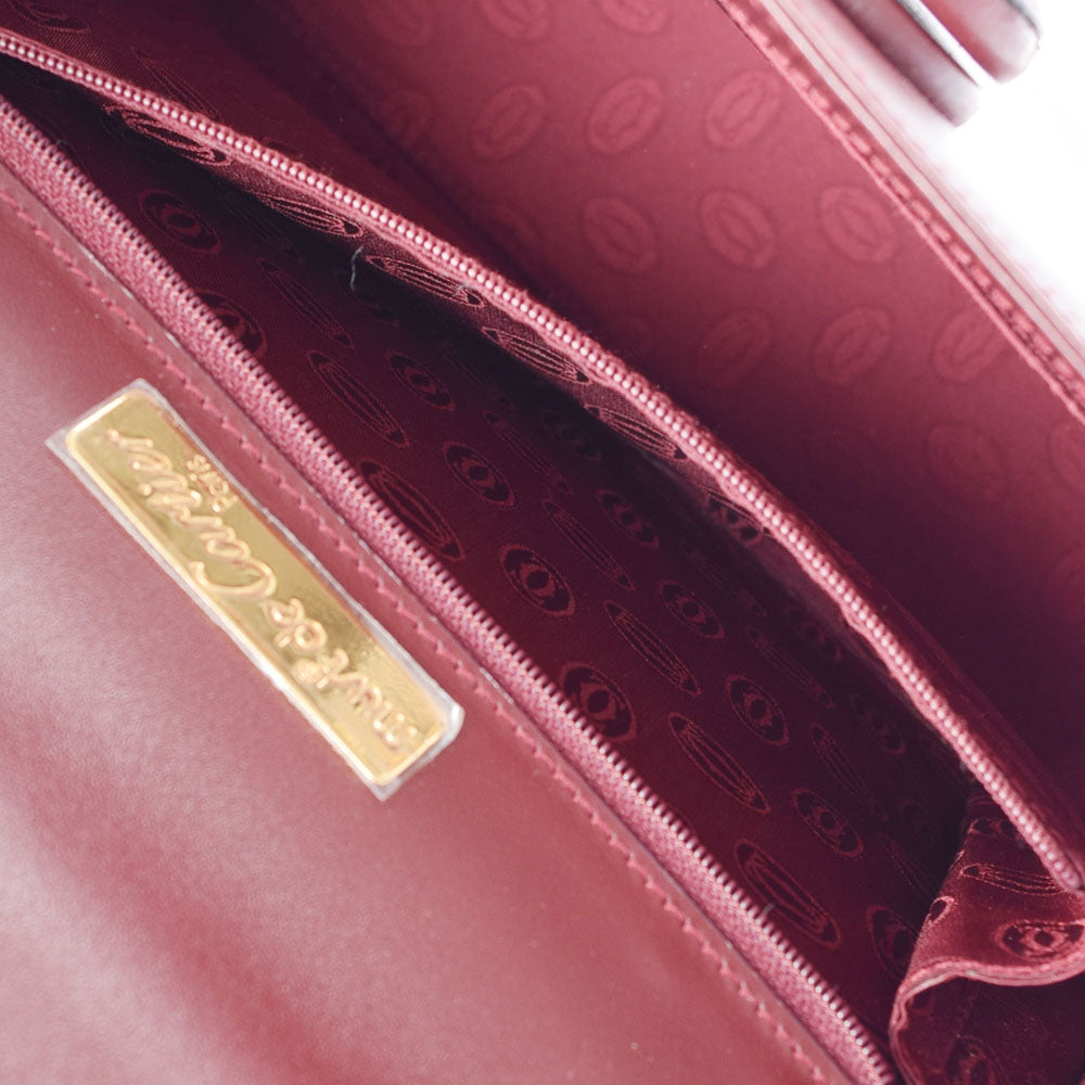 カルティエマストライン ボルドー レディース カーフ ハンドバッグ