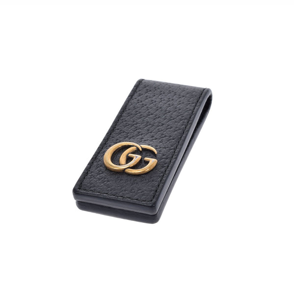 GUCCI グッチ GGマーモント 黒 522885 ユニセックス レザー マネークリップ Aランク 中古 銀蔵