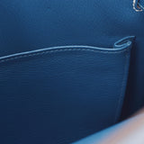 HERMES Hermes Hermes Kelly Flag 32 2WAY Bag Outside Sewing Blue Tarao White Paladium Bracket □ Q -engraved (around 2013) Ladies Vo Epson Handbag New Delivery Ginzo