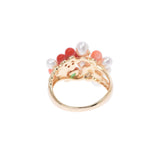 塔萨基塔萨基珍珠珊瑚钻石0.01ct花图案编号13女士K18YG环 /戒指
