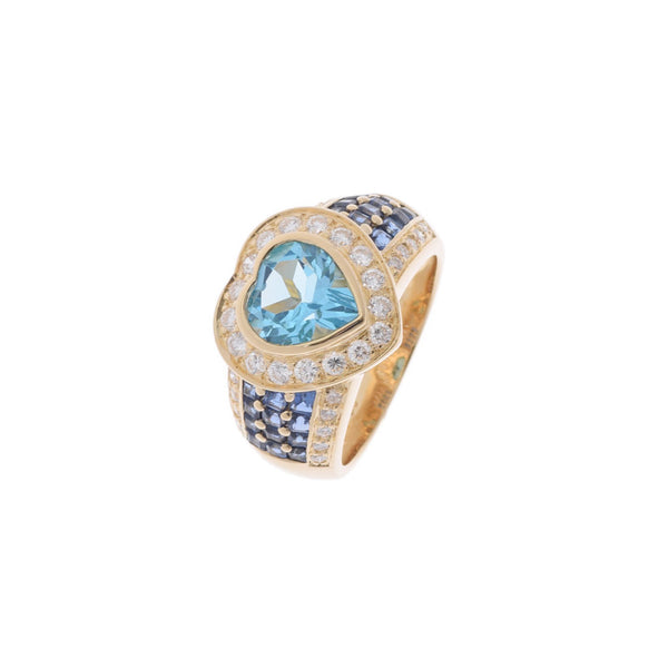 PONTE VECCHIO Ponte Vequio Blue Topaz 2.17ct Sapphire 0.78ct Diamond 0.61CT No. 12 Ladies K18YG Ring / Ring A Rank Used Ginzo
