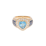 PONTE VECCHIO Ponte Vequio Blue Topaz 2.17ct Sapphire 0.78ct Diamond 0.61CT No. 12 Ladies K18YG Ring / Ring A Rank Used Ginzo