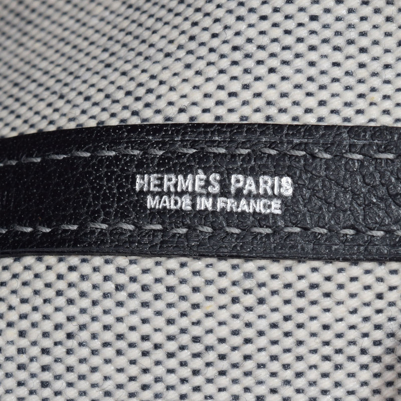 HERMES エルメス ガーデンパーティ PM トートバッグ 黒 パラジウム金具 □J刻印(2006年頃) ユニセックス ネゴンダ トワルアッシュ ハンドバッグ Aランク 中古 銀蔵