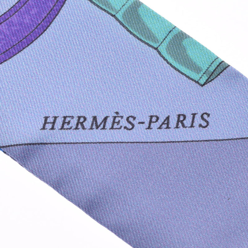 HERMES Hermes Twilly Golden Competition Eperon D'OR Old Tag Blue Ladies Silk 100 % Scarf A Rank Used Ginzo