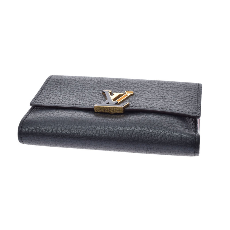 LOUIS VUITTON Capucines Compact Wallet Taurillon Leather Black Hot Pink  M62157