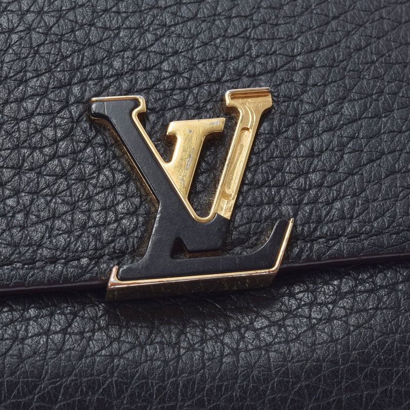 LOUIS VUITTON ルイヴィトン ポルトフォイユ カプシーヌ コンパクト ノワール/ホットピンク ゴールド金具 M62157 レディース レザー 三つ折り財布 Bランク 中古 銀蔵