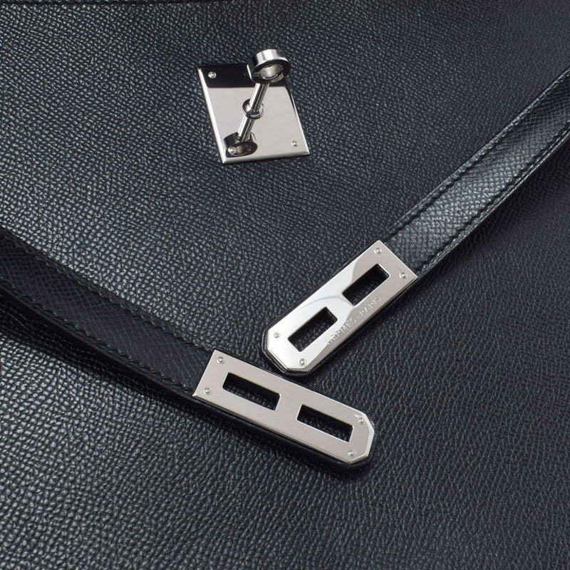 HERMES Hermes Kelly de Pesh 34 Black Silver Bracket □ K engraved (around 2007) Men's Epson Business Bag AB Rank Used Ginzo