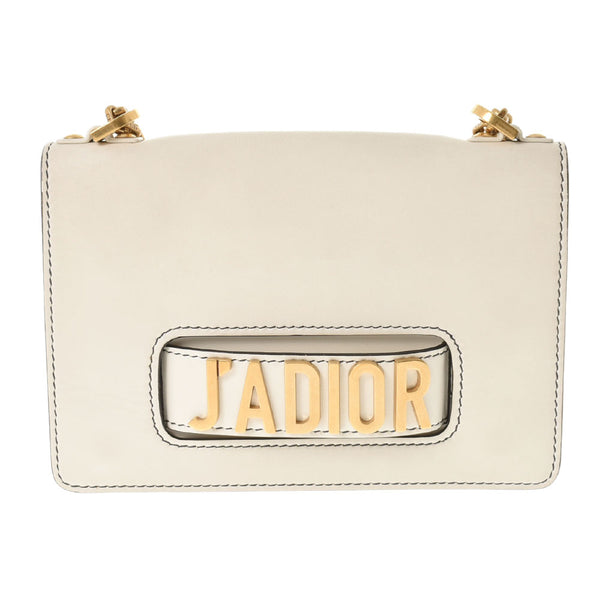 Christian DIOR Christian Dior Jadiol Chain White Gold Bracket Ladies Calf Shoulder Bag B Rank used Ginzo