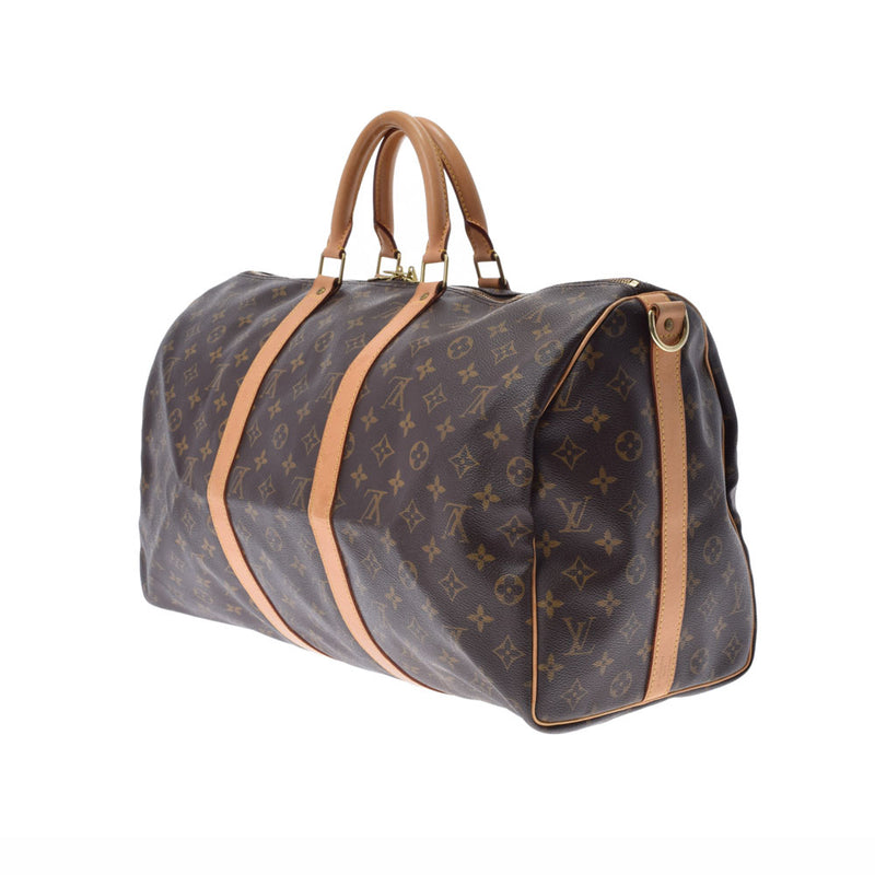 LOUIS VUITTON Louis Vuitton Monogram Keepol Band Riere 50 Brown M41416 Unisex Monograph Boston Bag AB Rank Used Ginzo