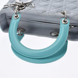 Christian DIOR Christian Dior Lady Dior Kanage 2way Gray/Blue Ladies Calf Handbag AB Rank Used Ginzo