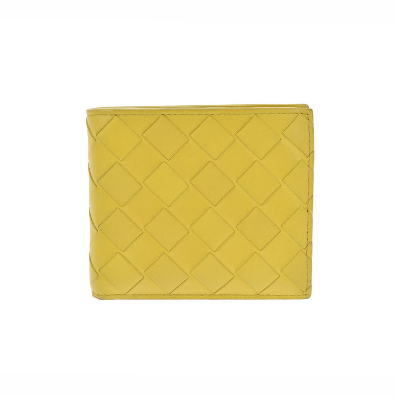 BOTTEGAVENETA Bottega Veneta Intrecchart Yellow Unisex Calf Bi -fold Wallet AB Rank Used Ginzo