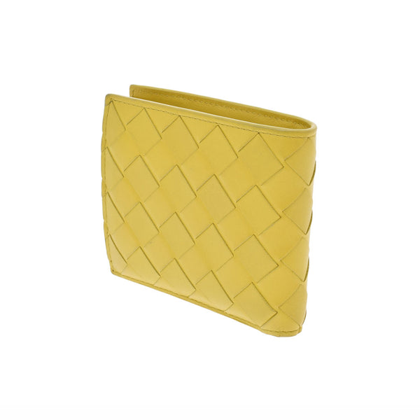 BOTTEGAVENETA Bottega Veneta Intrecchart Yellow Unisex Calf Bi -fold Wallet AB Rank Used Ginzo