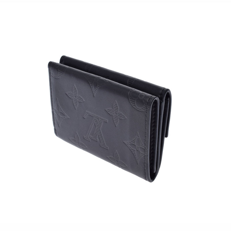 LOUIS VUITTON Louis Vuitton Monogram Shadow Discovery Compact Wallet Black M67631 Men's Calf Mold Wallet A Rank Used Ginzo