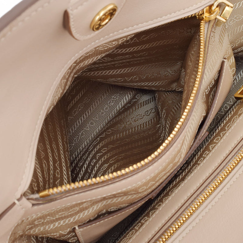 PRADA Prada Vittellofenix Handbag Beige Gold Bag BN2795 Ladies Soft Calf 2WAY Bag AB Rank Used Ginzo