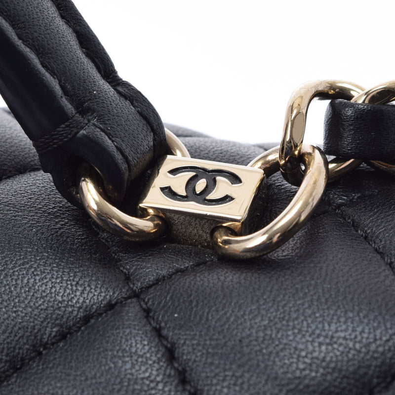 CHANEL Chanel Matrasse 2WAY Chain Shoulder Black Gold Bracket Ladies Ram Skin Shoulder Bag A Rank used Ginzo