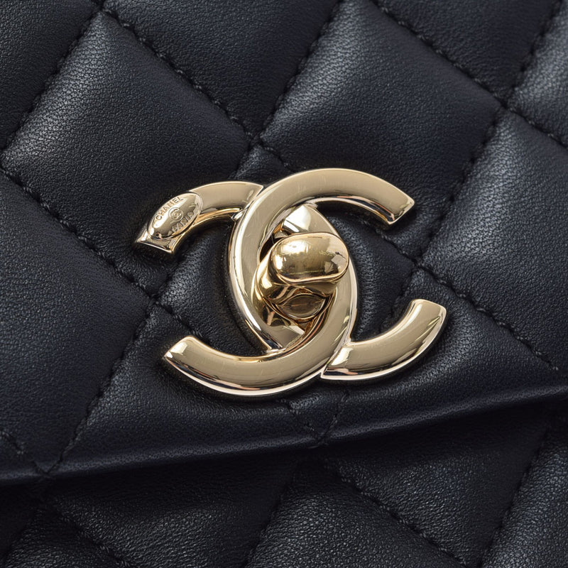 CHANEL Chanel Matrasse 2WAY Chain Shoulder Black Gold Bracket Ladies Ram Skin Shoulder Bag A Rank used Ginzo