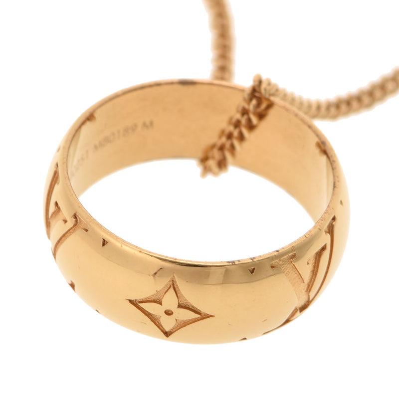 LOUIS VUITTON Necklace Pendant Ring LV Monogram Gold GP M80189