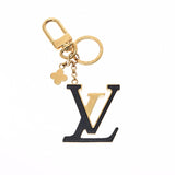 LOUIS VUITTON Louis Vuitton Porte Cle Lv Capsine Black Gold Bracket M63080 Unisex Torillon Leather/GP Keychain AB Rank Used Ginzo