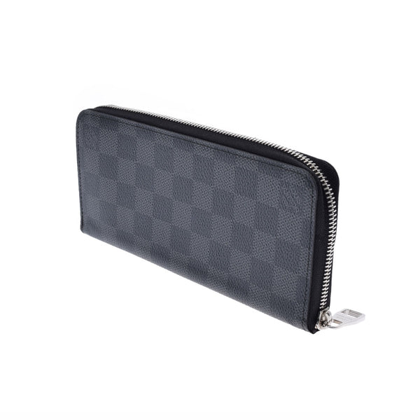 LOUIS VUITTON Louis Vuitton Graphit Zippy Wallet Vertical Black/Gray N63095 Men's Dami Graphit Canvas Wallet A Rank Used Ginzo