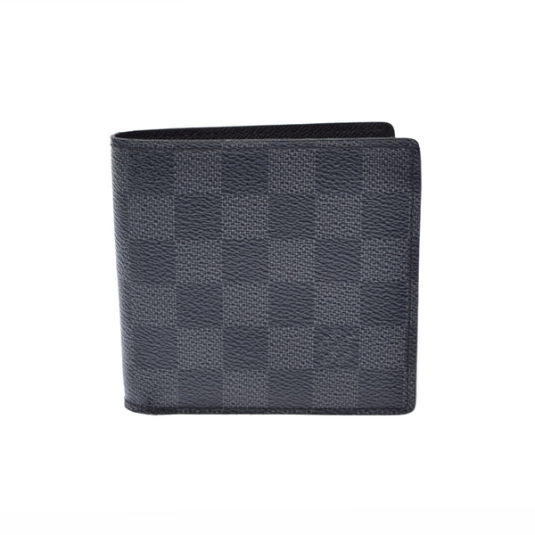 路易威顿路易·维顿（Louis Vuitton）路易威登（Louis Vuitton）达米尔（Damier Damier）Prushit Portofoy Yumarco黑色/灰色N62664男士Damier Graphit Canvas Bi -fold Canvas Bi -fold Wallet B等级二手Ginzo