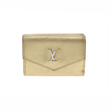 LOUIS VUITTON Louis Vuitton Portofoille Rock Mini Gold Silver Bracket M69059 Unisex Leather Milky Wallet B Rank Used Ginzo