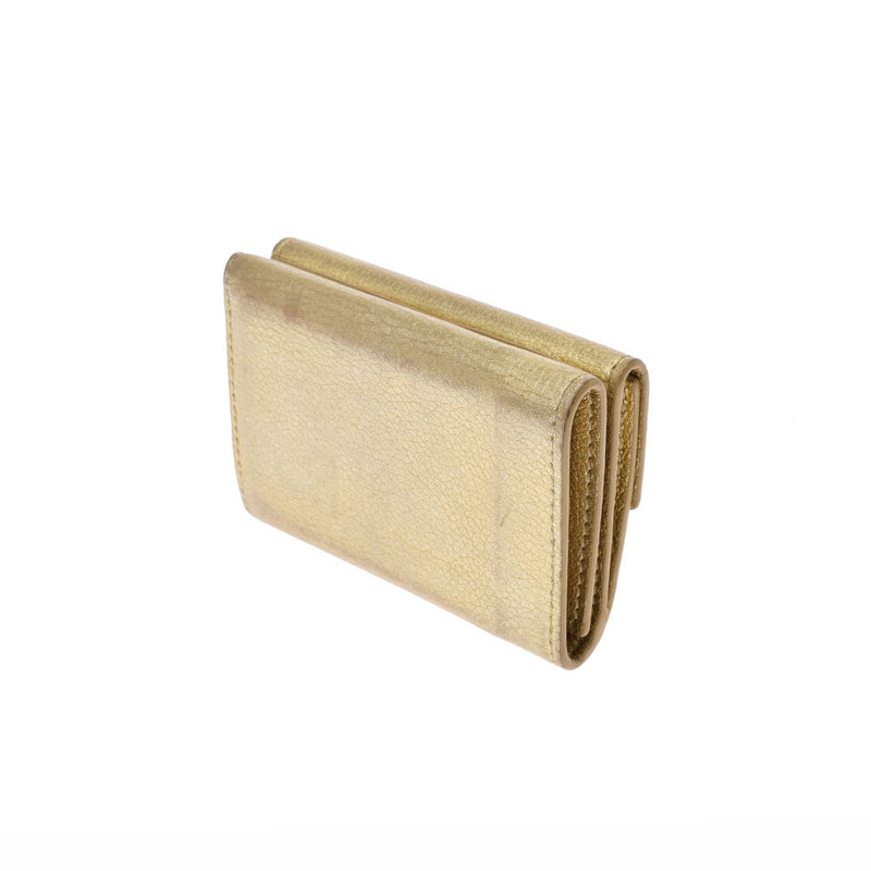 LOUIS VUITTON Louis Vuitton Portofoille Rock Mini Gold Silver Bracket M69059 Unisex Leather Milky Wallet B Rank Used Ginzo