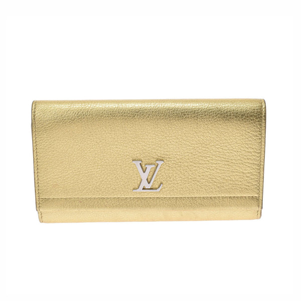 LOUIS VUITTON ルイヴィトン ポルトフォイユ ロックミー ゴールド シルバー金具 M62077 レディース カーフ 長財布 Bランク 中古 銀蔵