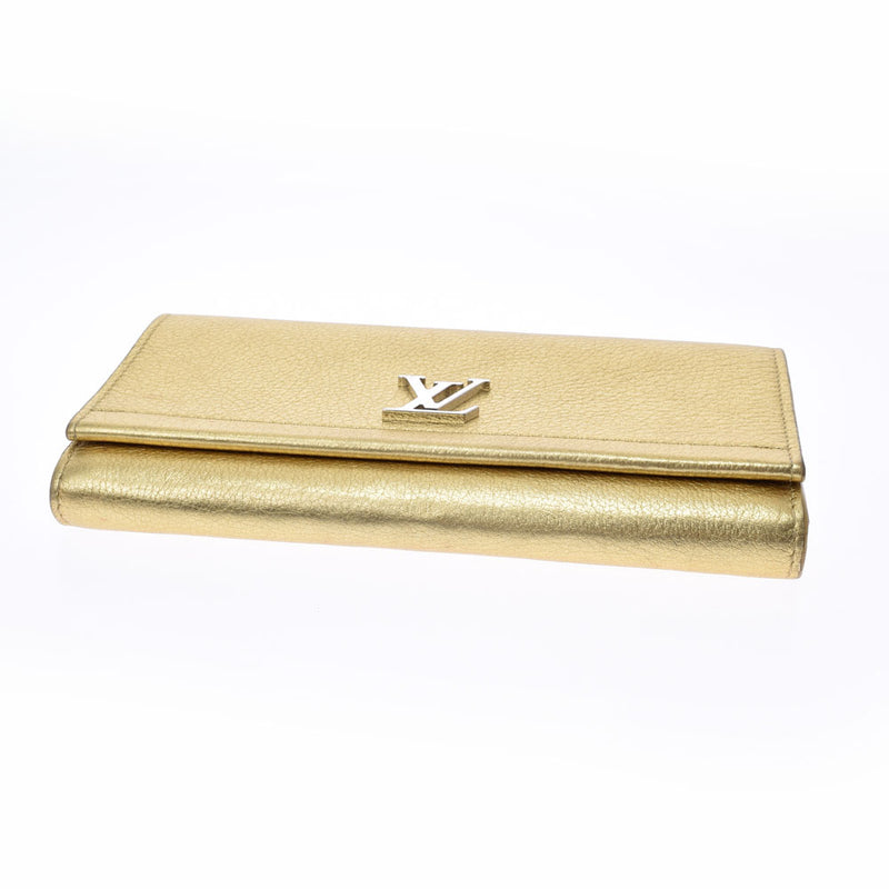 LOUIS VUITTON Louis Vuitton Portofoille Rock Me Gold Silver Bracket M62077 Ladies Calf Long Wallet B Used Ginzo